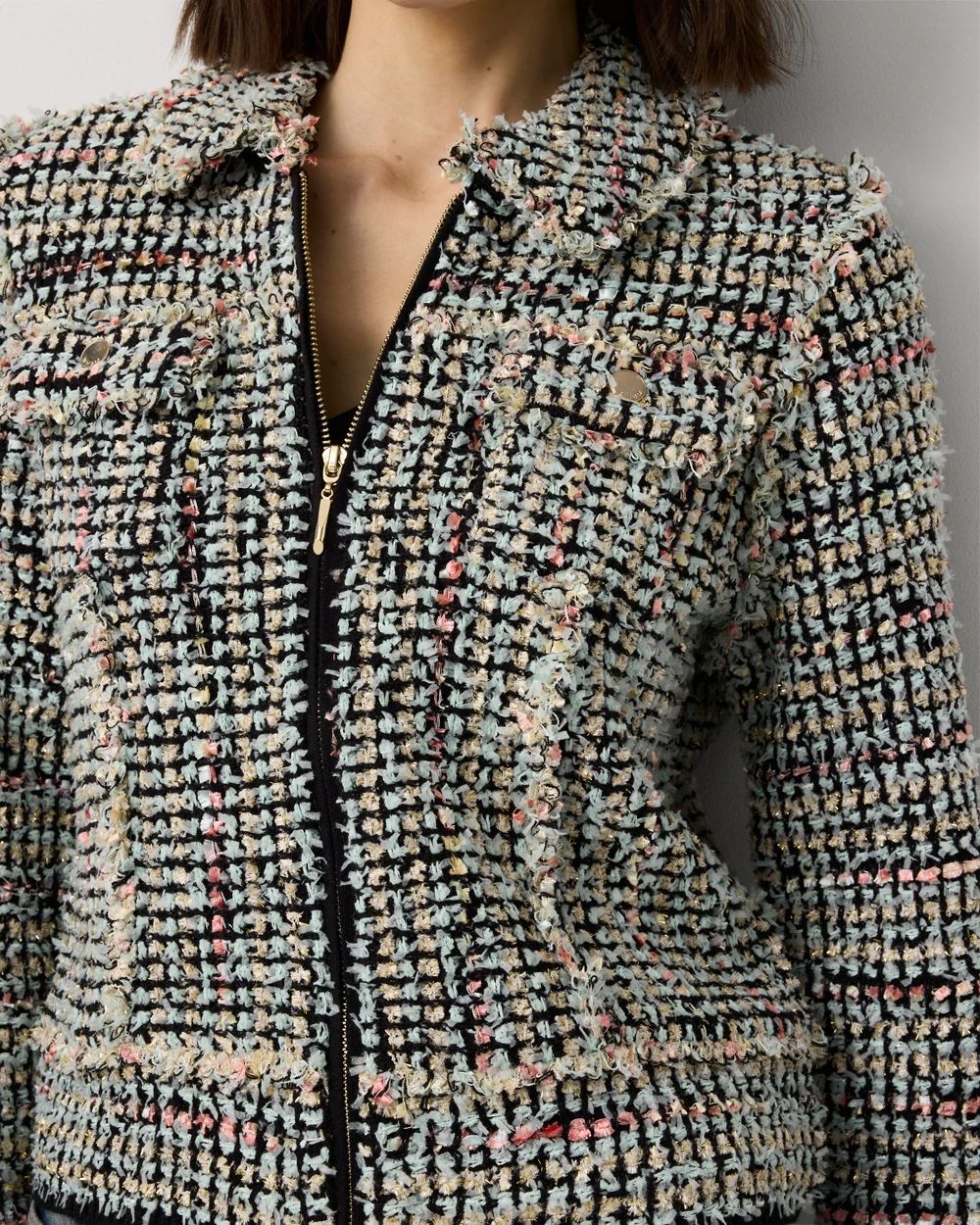 Shimmery Tweed Sweater Jacket | White House Black Market